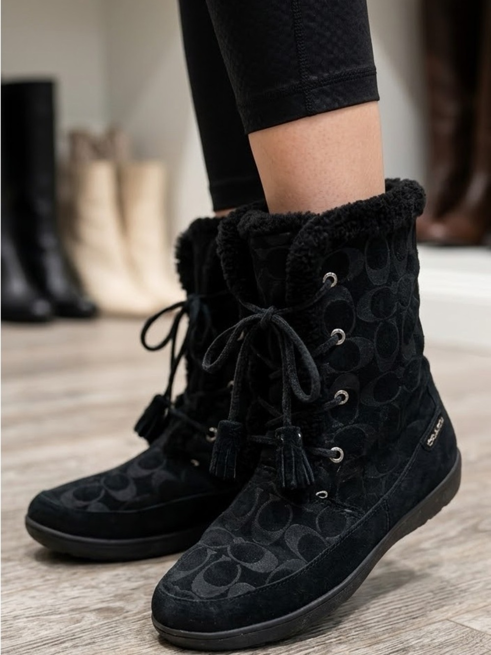 Coach Black Signature Winter Boots